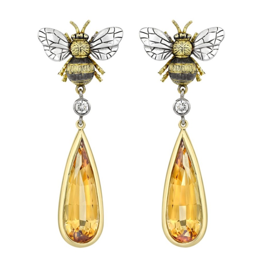 Jewellery Theo Fennell | Imperial Topaz & Diamond Bee Drop Earrings