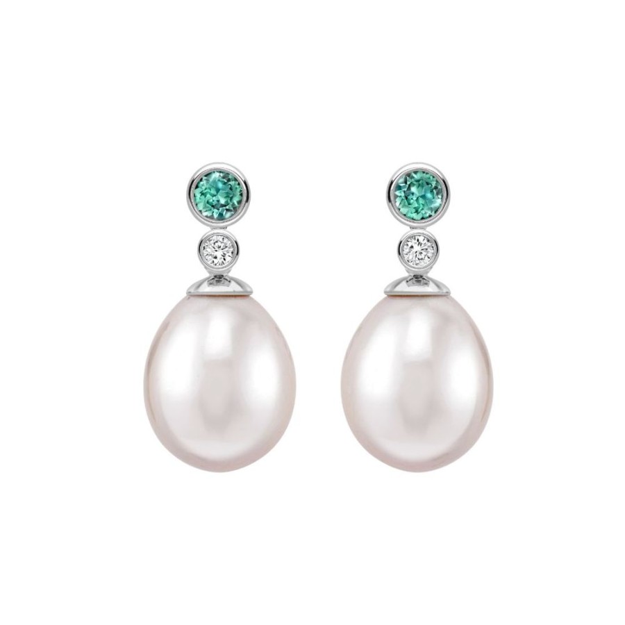 Jewellery Theo Fennell | Green Tourmaline And Pearl Drop Earrings