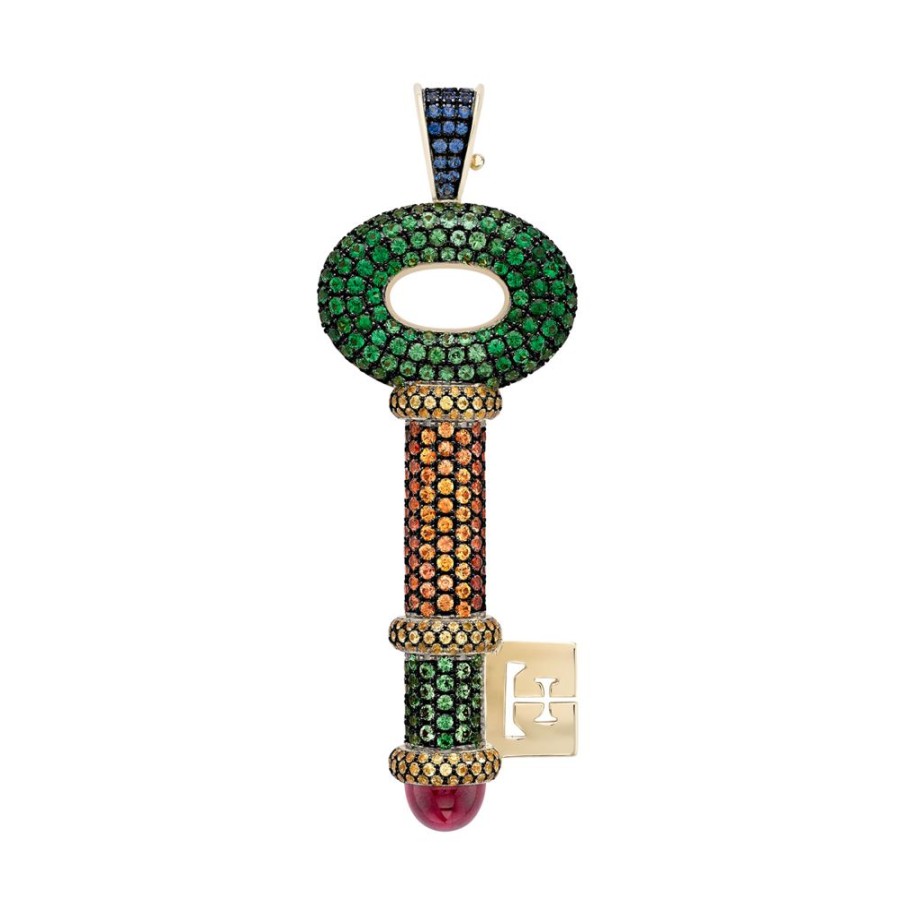 Jewellery Theo Fennell | Tsavorite And Orange Sapphire Limited Edition Jazz Key Pendant