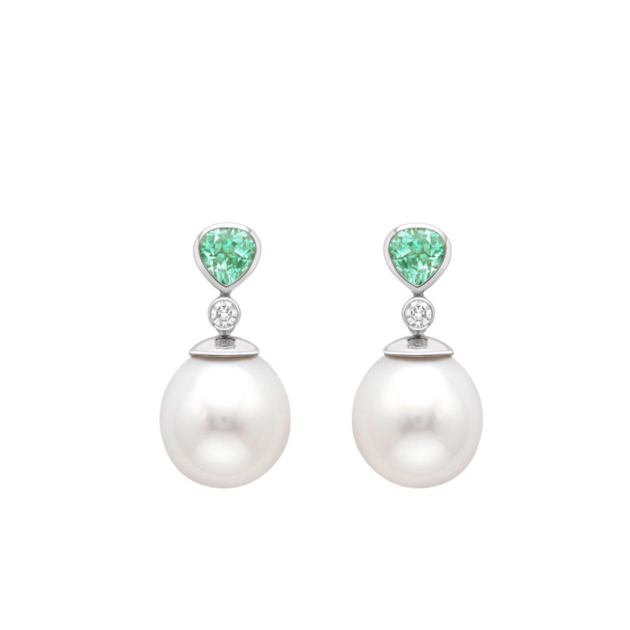 Jewellery Theo Fennell | Green Beryl And Diamond Pearl Drop Earrings