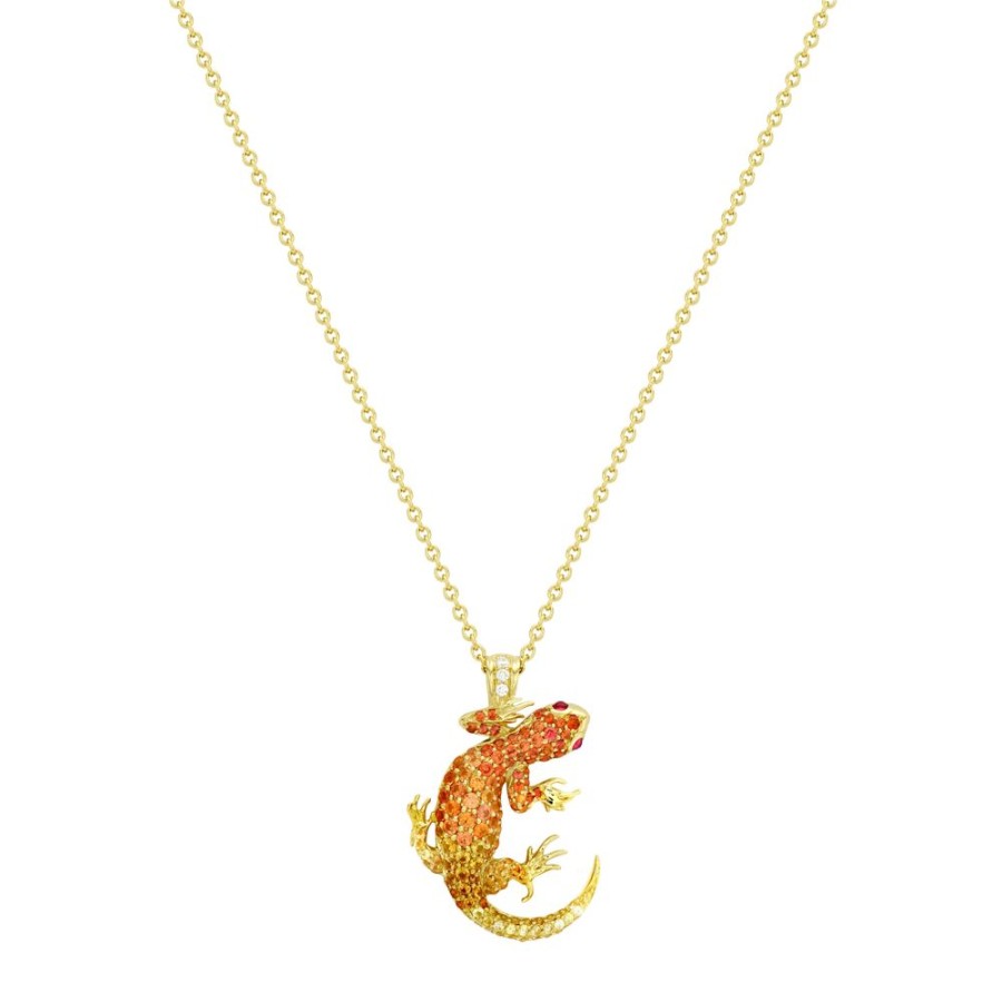 Jewellery Theo Fennell | Orange & Yellow Sapphire Salamander Pendant & Chain