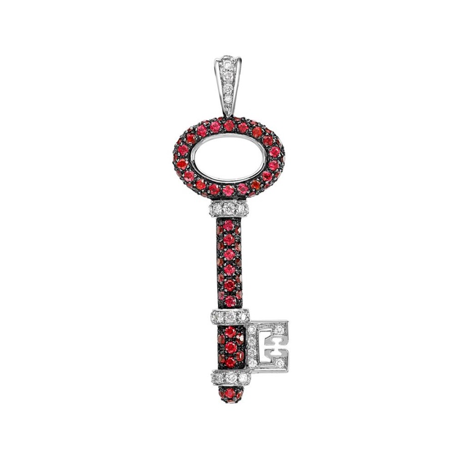 Jewellery Theo Fennell | Baby Diamond And Ruby Key Pendant