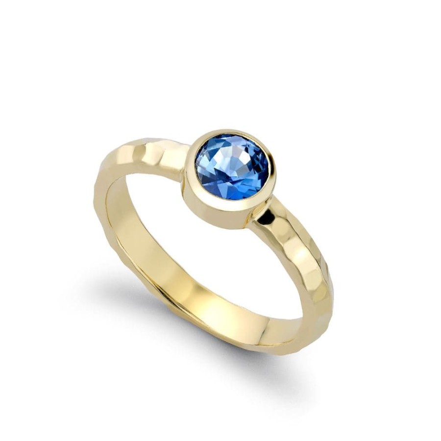 Jewellery Theo Fennell | Blue Sapphire Precious Few Ring With Hammered Band