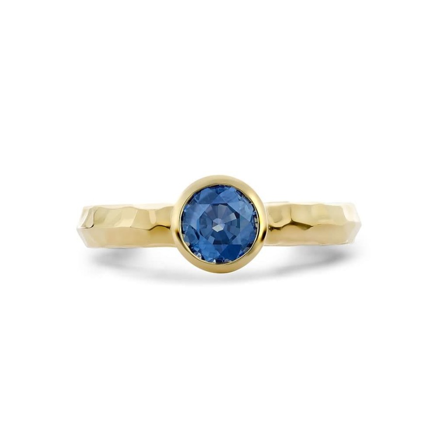 Jewellery Theo Fennell | Blue Sapphire Precious Few Ring With Hammered Band