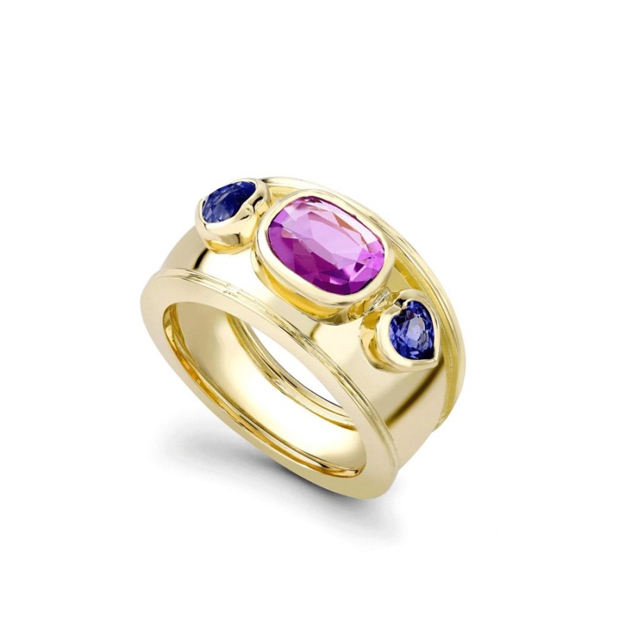 Jewellery Theo Fennell | Tanzanite & Pink Sapphire Slim Bombe Ring