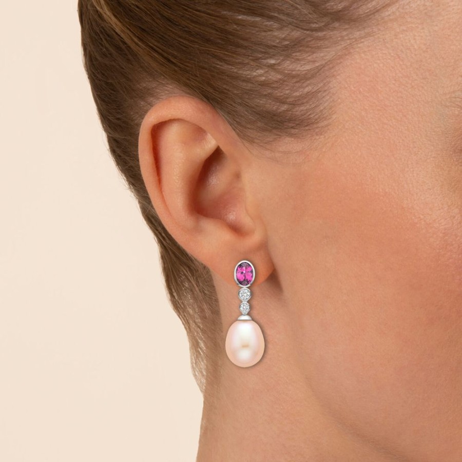 Jewellery Theo Fennell | Purple Garnet And Diamond Pearl Drop Earrings