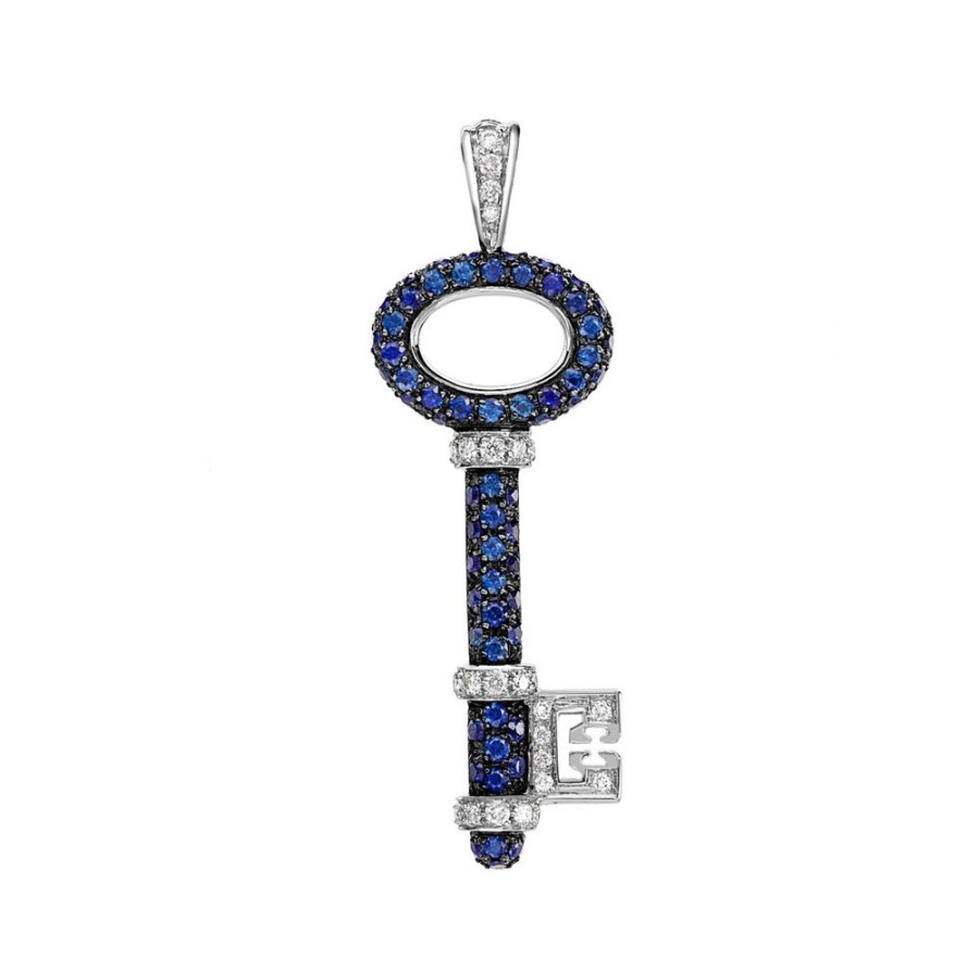 Jewellery Theo Fennell | Baby Diamond And Sapphire Key Pendant