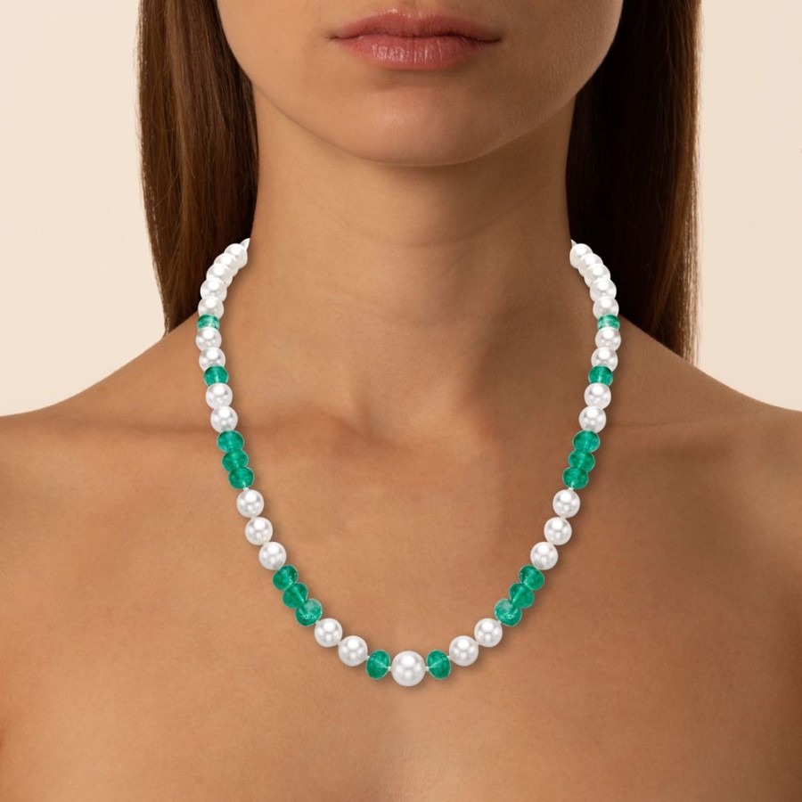 Jewellery Theo Fennell | Emerald Bead & Freshwater Pearl, 17 Necklace