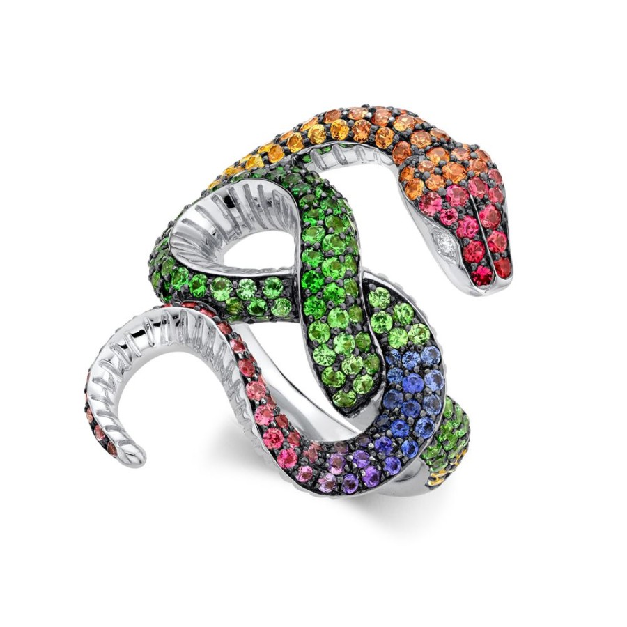 Jewellery Theo Fennell | Rainbow Sapphire & Diamond Large Venym Ring