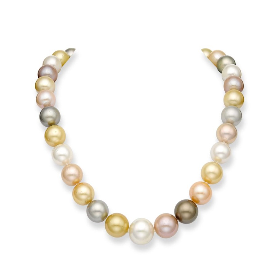 Jewellery Theo Fennell | White & Golden South Sea & Multicoloured Freshwater Pearl Row Necklace