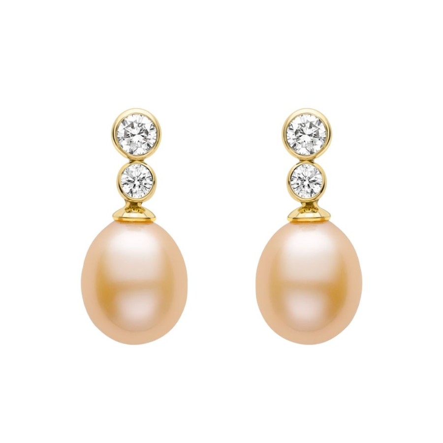 Jewellery Theo Fennell | Diamond And Peach Pearl Drop Earrings