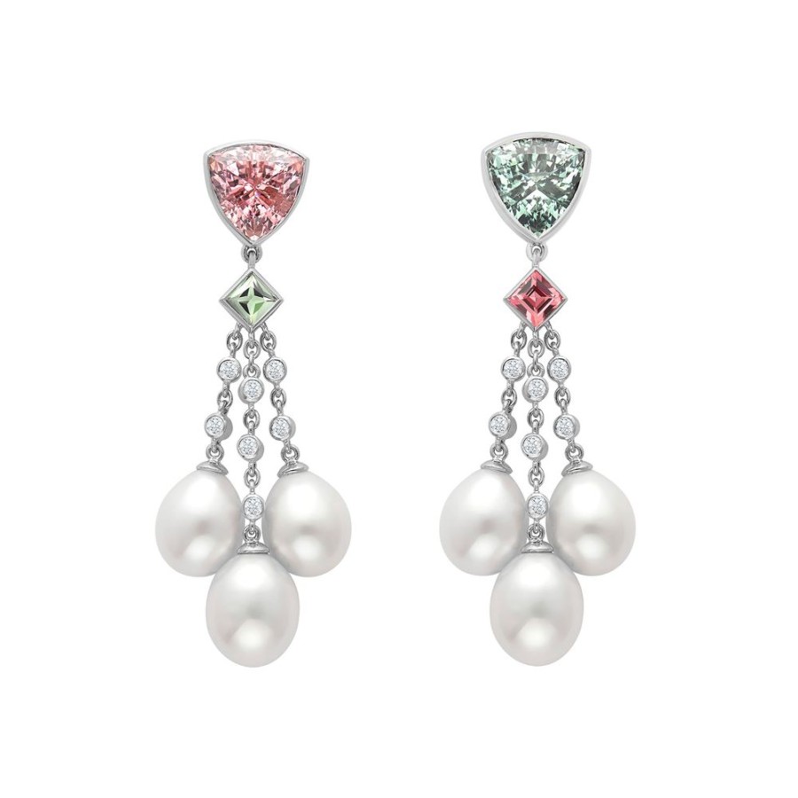 Jewellery Theo Fennell | Pink & Mint Tourmaline Waterfall Earrings