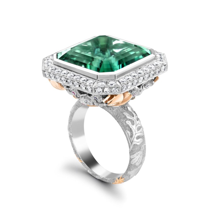 Jewellery Theo Fennell | Blue-Green Tourmaline & Diamond Floribunda Ring