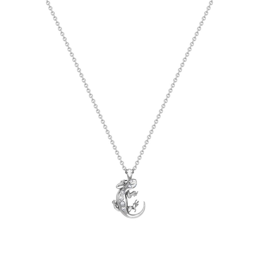 Jewellery Theo Fennell | White Gold & Diamond Small Salamander Pendant & Chain