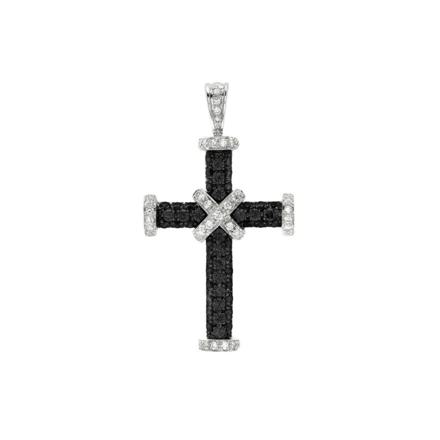 Jewellery Theo Fennell | Black & White Diamond Baby Skinny Cross