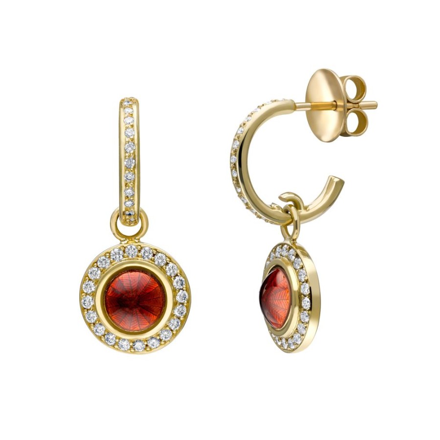 Jewellery Theo Fennell | Red Enamel Hoop Drop Earrings