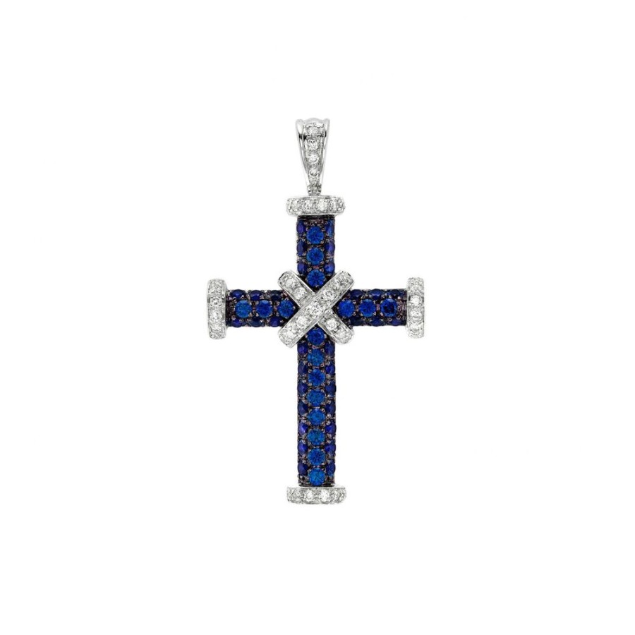 Jewellery Theo Fennell | Baby Sapphire And Diamond Cross Pendant