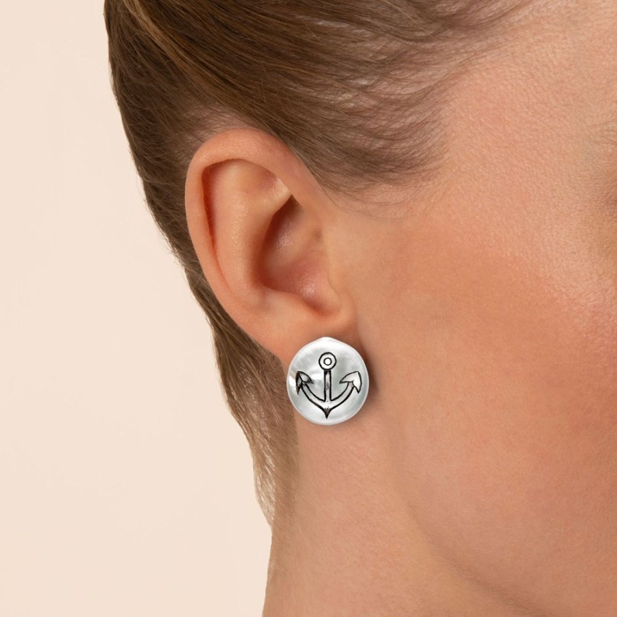 Jewellery Theo Fennell | Scrimshaw Coin Stud Anchor Earrings