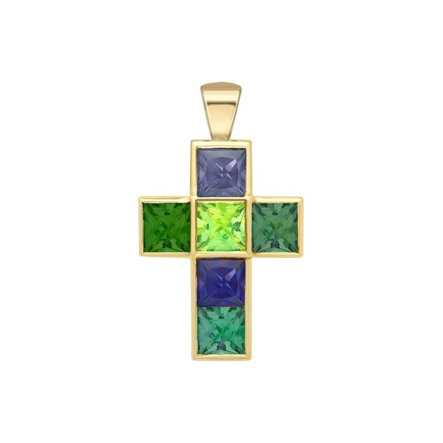 Jewellery Theo Fennell | Green Tourmaline & Peridot Cross Pendant