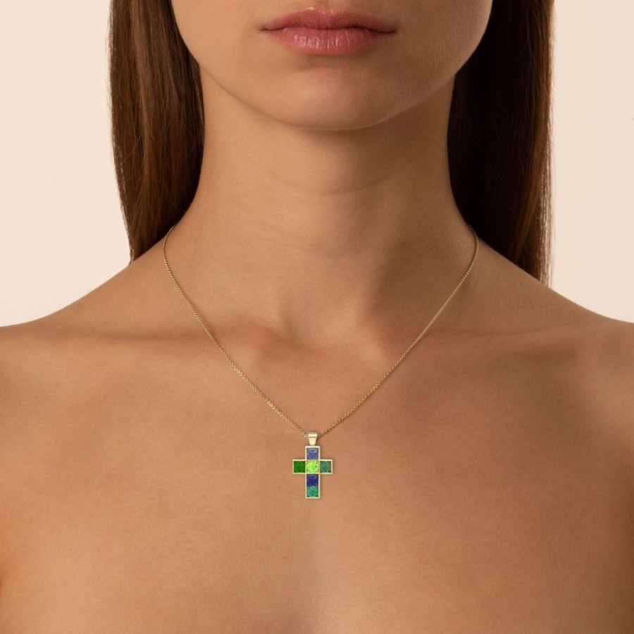 Jewellery Theo Fennell | Green Tourmaline & Peridot Cross Pendant